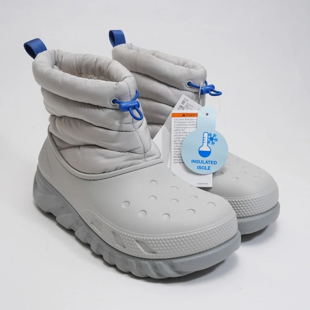 Crocs Duet Max II Boot Women‎ 8 Grey Insulated Faux Fur Puffy Winter Snow 208773